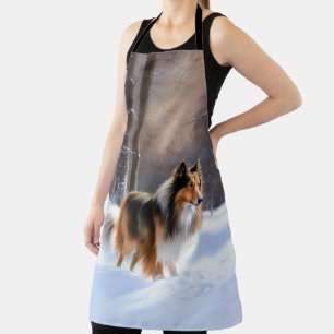 Rough Collie Let It Snow Christmas Apron