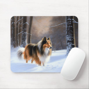 Rough Collie Let It Snow Christmas Mouse Pad