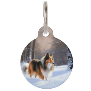 Rough Collie Let It Snow Christmas Pet Tag