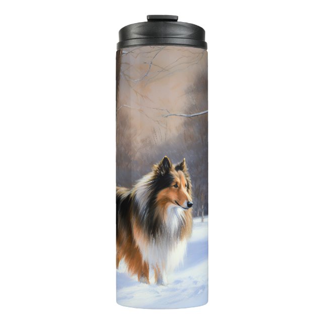 Rough Collie Let It Snow Christmas Thermal Tumbler (Front)