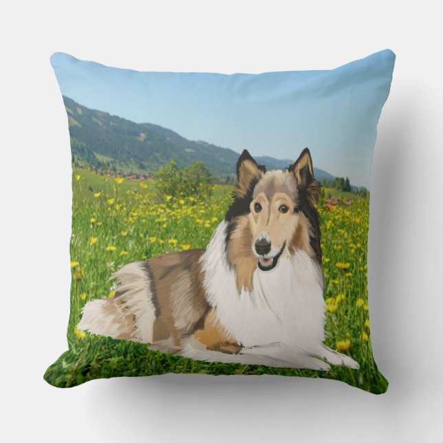 Rough Collie, Long Haired Collie Cushion (Front)