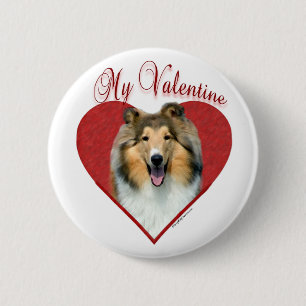 Rough Collie My Valentine - Button
