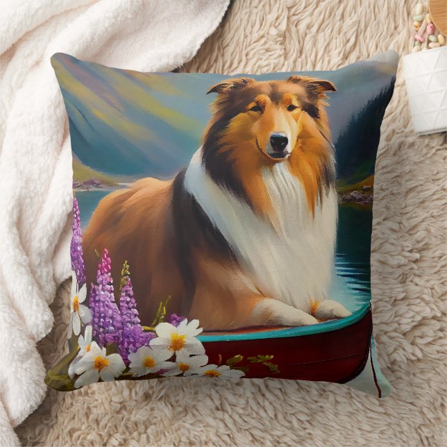 Rough Collie on a Paddle: A Scenic Adventure Cushion (Blanket)