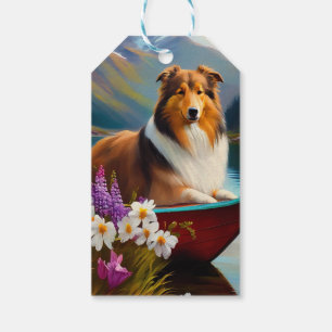 Rough Collie on a Paddle: A Scenic Adventure Gift Tags
