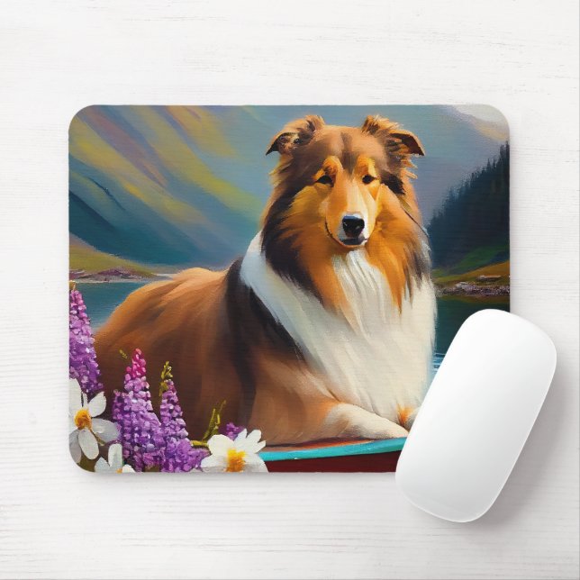 Rough Collie on a Paddle: A Scenic Adventure Mouse Pad (With Mouse)