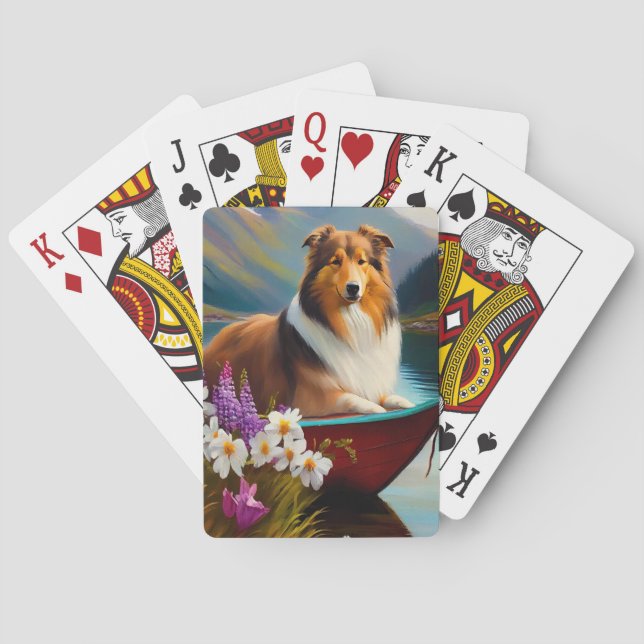 Rough Collie on a Paddle: A Scenic Adventure Playing Cards (Back)