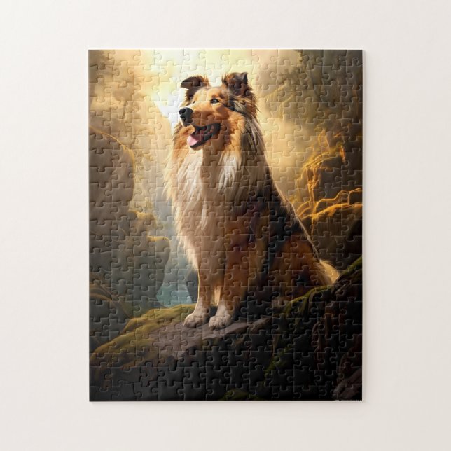 Rough Collie on Mountain Puzzle. Jigsaw Puzzle (Vertical)