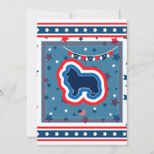 Rough Collie Patriotic Red White Blue 4th of July Holiday Card