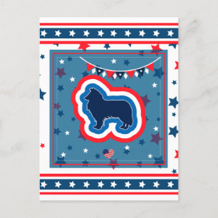Rough Collie Patriotic Red White Blue 4th of July Holiday Postcard