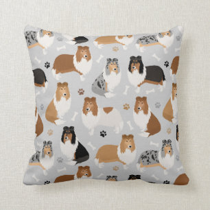 Rough Collie Paws and Bones Cushion