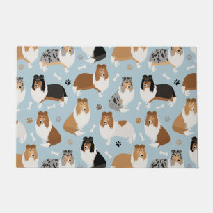 Rough Collie Paws and Bones Doormat