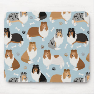 Rough Collie Paws and Bones Mouse Pad