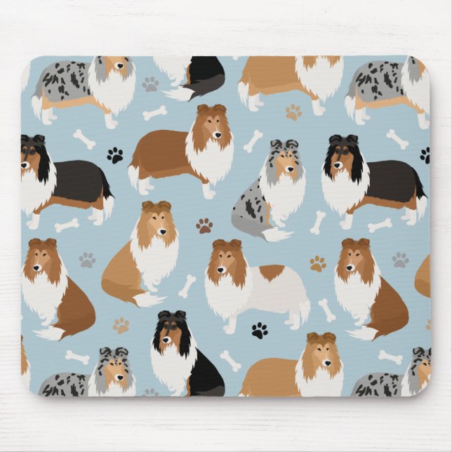 Rough Collie Paws and Bones Mouse Pad (Front)