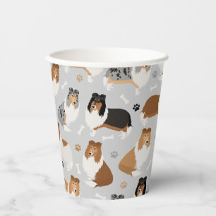 Rough Collie Paws and Bones Paper Cups