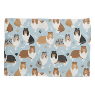 Rough Collie Paws and Bones Pillowcase