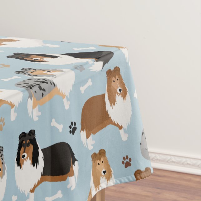 Rough Collie Paws and Bones Tablecloth (In Situ)