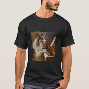 Rough Collie Piano Dog T-Shirt