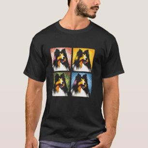 Rough Collie Pop Art - Vintage Collie Herding Dog T-Shirt