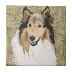 Rough Collie Portrait Ceramic Tile