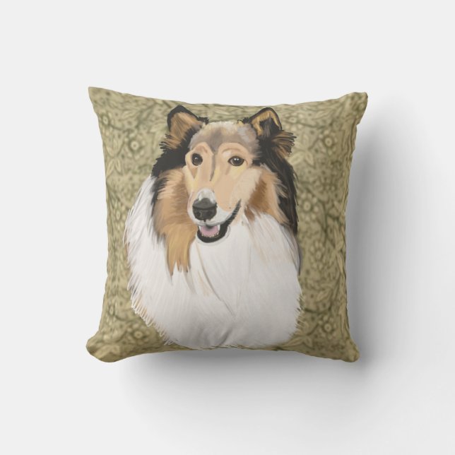 Rough Collie Portrait Cushion (Front)