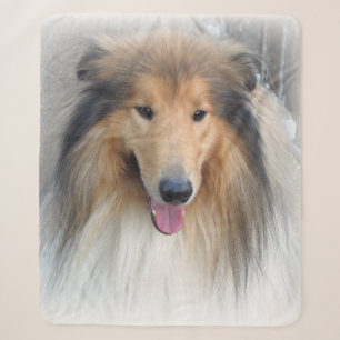 Rough collie portrait sherpa blanket