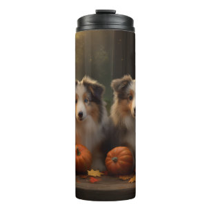 Rough Collie Puppy Autumn Delight Pumpkin  Thermal Tumbler