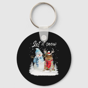Rough Collie Santa Dog Christmas Snowman Xmas Paja Key Ring