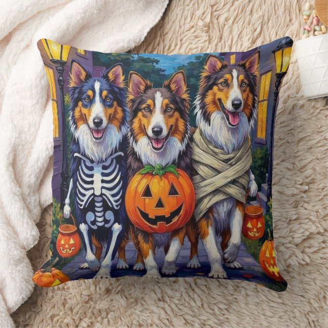 Rough Collie Trick-or-Treating Halloween Costumes Cushion (Blanket)