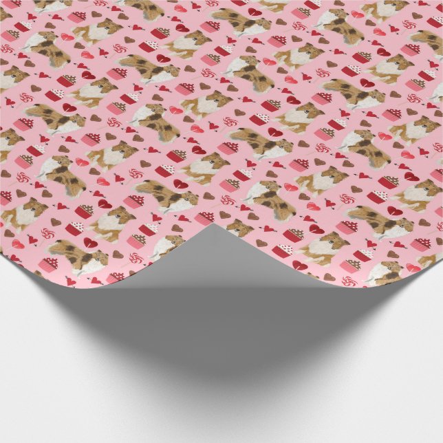Rough Collie Valentines Gift Wrap (Corner)