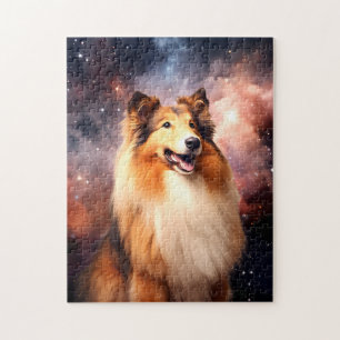 Rough Collie with Space Background Jigsaw Puzzle