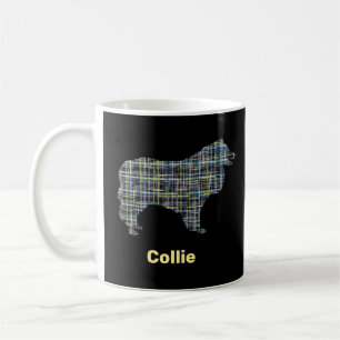 Rough Collie Yellow & Black Grid Line Coffee Mug