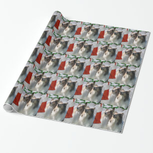 Rough Collies Meet Santa Christmas Wrapping Paper