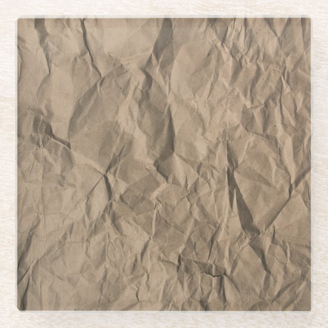 Rough crumpled paper: recycled texture glass coaster (Front)