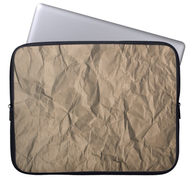 Rough crumpled paper: recycled texture laptop sleeve (Front)
