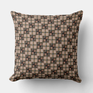 Rough dark brown chess parts forming new squares cushion