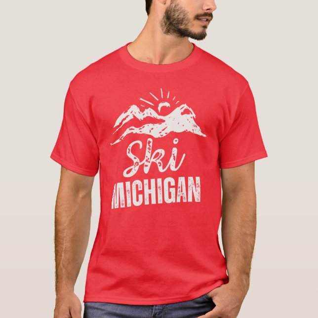 Rough Distressed Ski Michigan Oversized T-Shirt (Front)