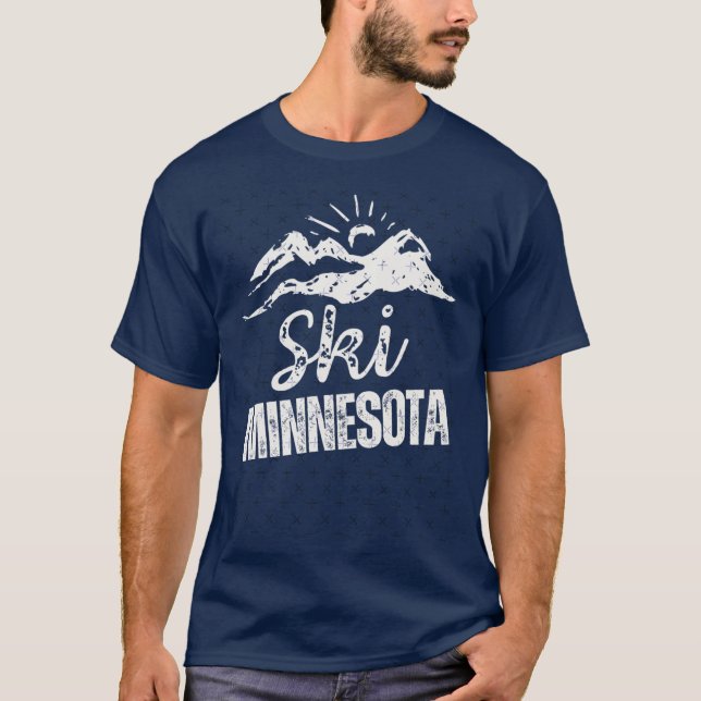 Rough Distressed Ski Minnesota T-Shirt (Front)