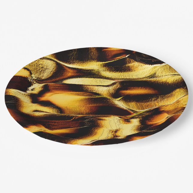 Rough dunes in burnt gold paper plate (Angled)