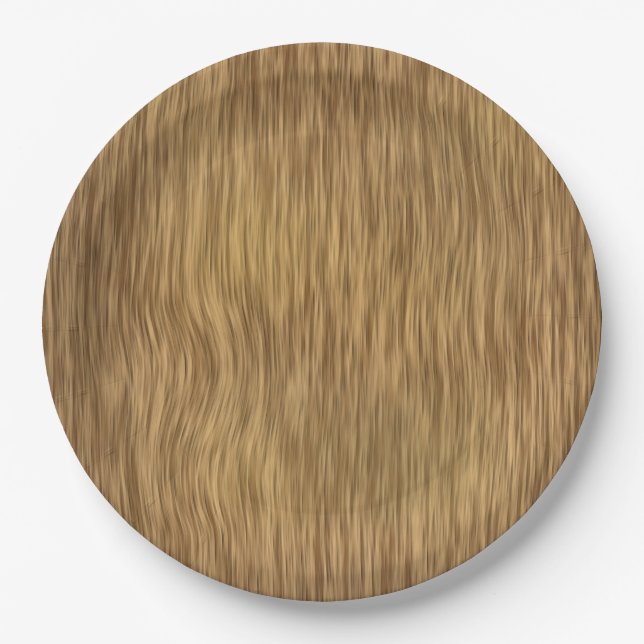 Rough Faux Wood Background in Natural Colour Paper Plate (Front)