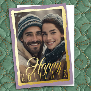 Rough Frame for Photo Happy Holidays Foil Holiday Card