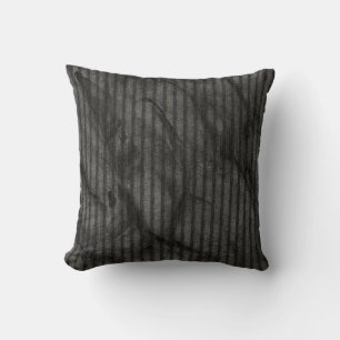 Rough grey stripes over stained abstract drawing cushion