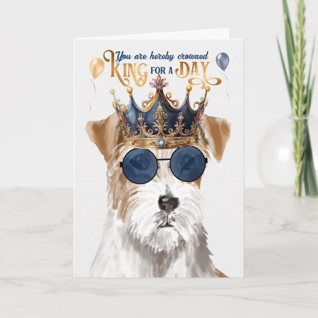 Rough Jack Russell Dog King for Day Funny Birthday Card (Front)