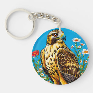 Rough legged hawk bird key ring