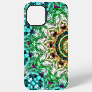 Rough metal aqua blue and green texture mandala iPhone 12 pro max case