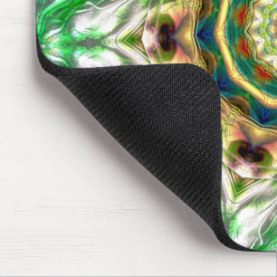 Rough metal aqua blue and green texture mandala mouse pad