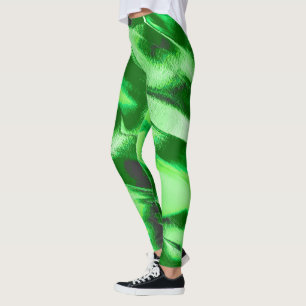 Rough metallic green dunes drawing leggings
