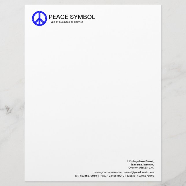 Rough Peace - Blue Personalized Letterhead (Front)