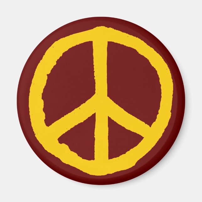 Rough Peace Symbol - Amber of Dark Maroon Magnet (Front)