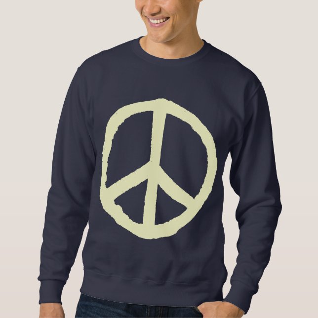 Rough Peace Symbol - Cream on Dark Sweatshirt (Front)