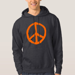 Rough Peace Symbol - Orange on Dark Hoodie